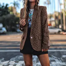 Ladies Blazer Leopard Print Long Sleeve Blaser Women Suit jacket Office Ladies Top Coat Blazer Female Feminine Blazer Femme