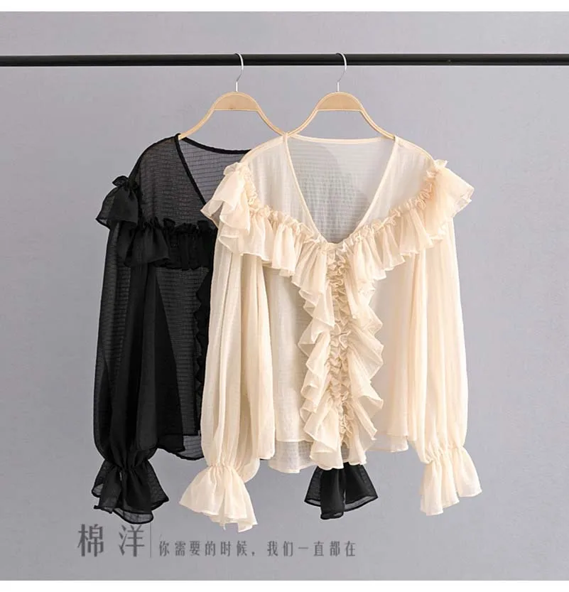 NiceMix Blusas Mujer De Moda гриб длинный рукав свободный перспективный длинный рукав рубашка Топ Блузка женская уличная