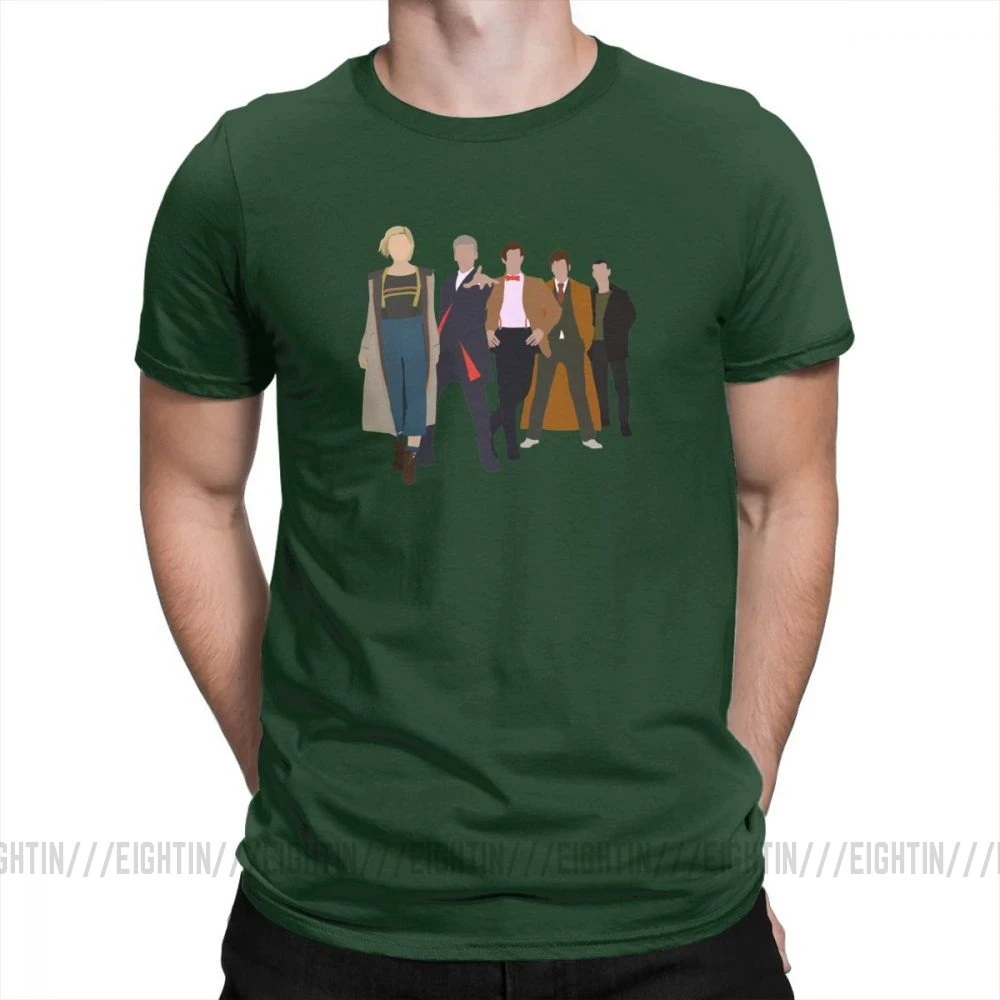 Doctor Who All Five Modern Doctors T-Shirts New Costume Male Cool New Design T Shirts Short Sleeved Tees Pure Cotton Plus Size - Цвет: Forest Green