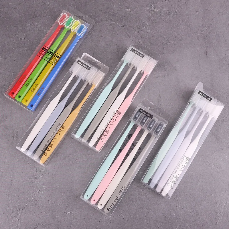 

Simple Japanese Style Boxed Toothbrush 4 Installed Douyin Wechat Business Hot Selling MUJI-style Macaroon Color Bamboo Charcoal