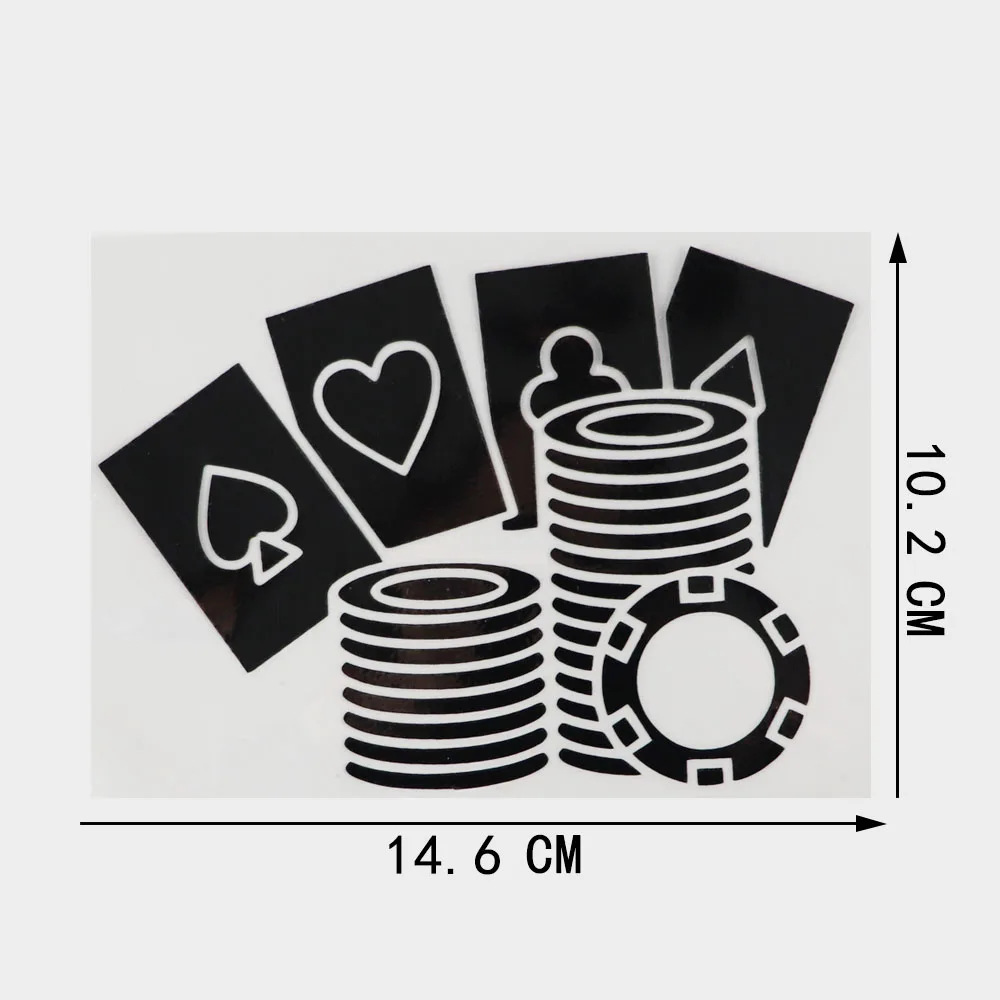 QYPF 14.6×10.2CM Lovely Poker Cards Silhouette Vinyl Car Sticker  Black/Silver 2A 0030|Car Stickers| - AliExpress