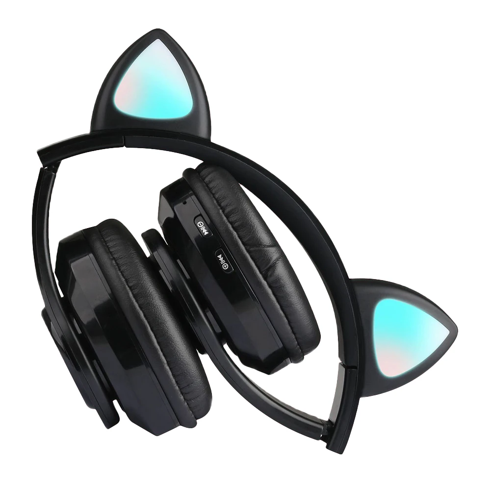 LED Cat Ear Headphones Bluetooth 5 0 Noise Cancelling Adults Kids girl Headset Support TF Card FM Radio With Mic