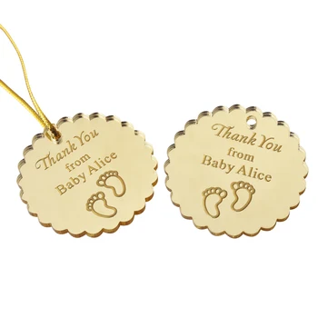 

30pcs 45x45mm Personalized Engraved Mirror Baby Shower Tags Thank You Tags Gifts Decor Tags Birthday Decor Favors