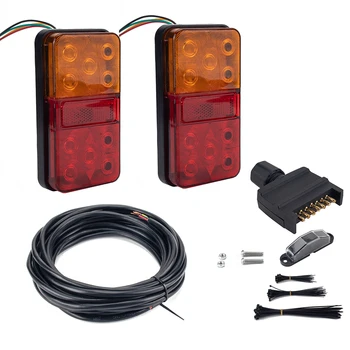 

1 Pair 10 LED Trailer Tail Lights easy installed with Plug 8m 5-Core Wire Rear License Plate Light Kit IP67 Waterproof