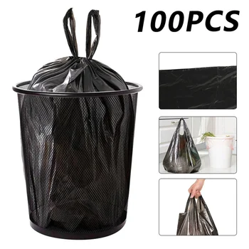 

2 Rolls 100PCS Portable Vest Trash Bags Garbage Bag Household Kitchen Tote Rubbish Bag Thickened Refuse Bag for Home Use