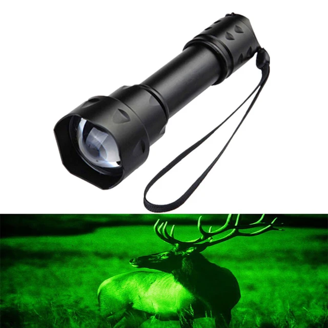 Linterna LED superbrillante para exteriores, linterna táctica militar para  caza, luz verde/roja, potente, zoom - AliExpress