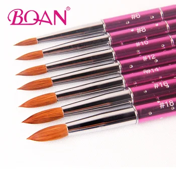 

BQAN 1pcs #6#8#10#12#14#16#18 Kolinsky Sable Brush Acrylic Nail Art Brush Nail Art Brush Pink Metal Crystal Acrylic Salon 2017