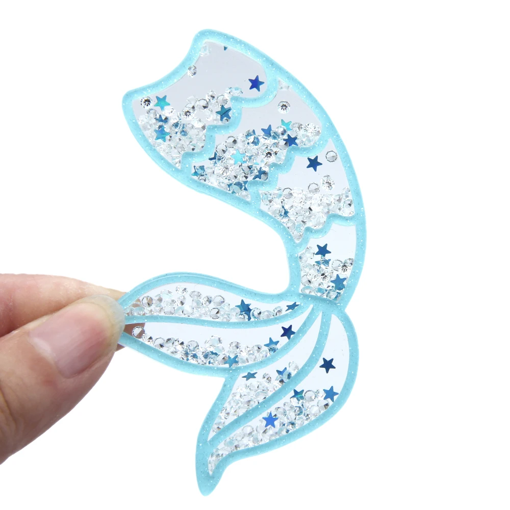 

New Cute Fish Tail Transparent Plastic Resin with Colorful Sequins DIY Make Hair Clip Accessories Jewelry Craft Handmade,1Yc7365