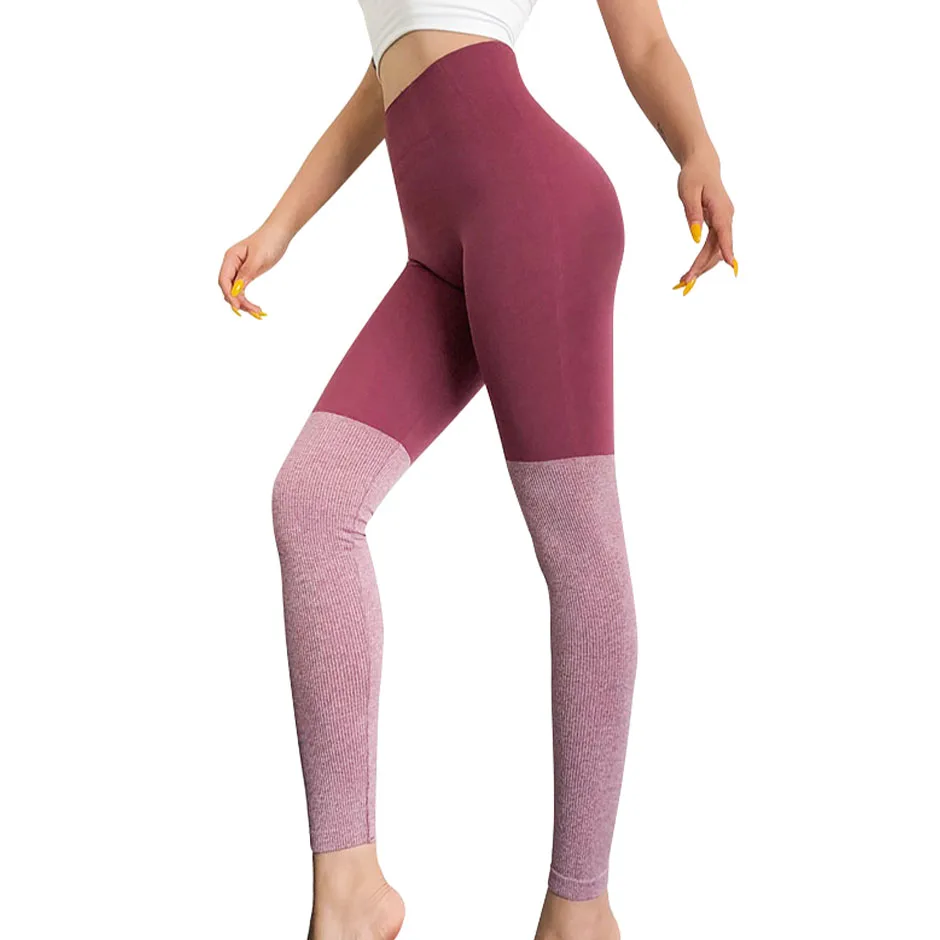 

Women's Compression Fit Seamless Athletic Workout Exercise Workout Gym Crossfit Leggings Set with Back Pockets