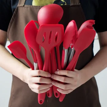 

Silicone Cooking Utensils Set Kitchenware Non-stick Spatula Spoon Oil Brush Heat-Resistant Dinnerware Set for Kitchen 11/10pcs