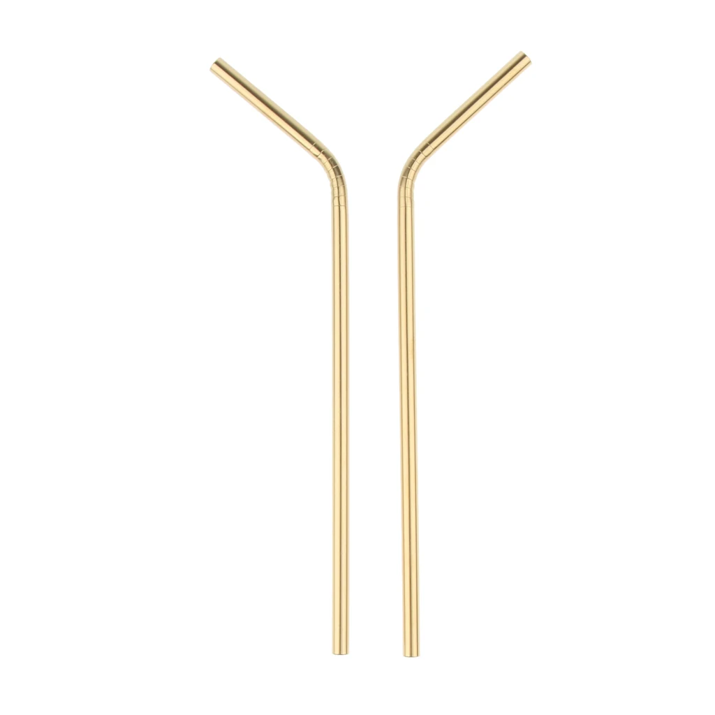 Gold Bent Stainless Steel Drinking Straw Metal Straw 10 PCS 21cm