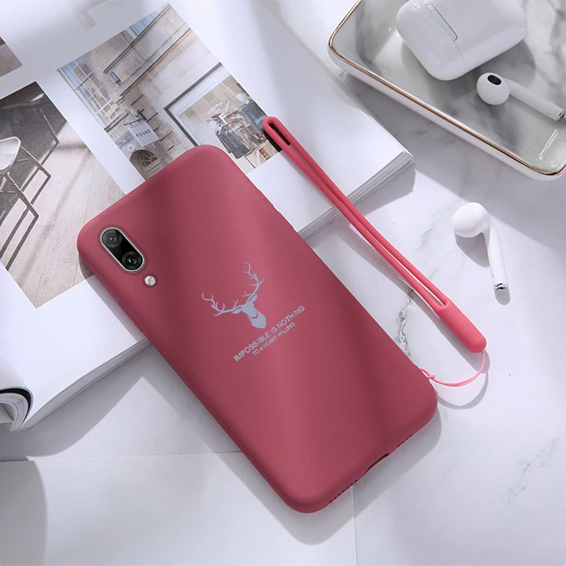 Модный чехол для телефона с оленем huawei Y7 pro 2019 мягкий силиконовый жидкий