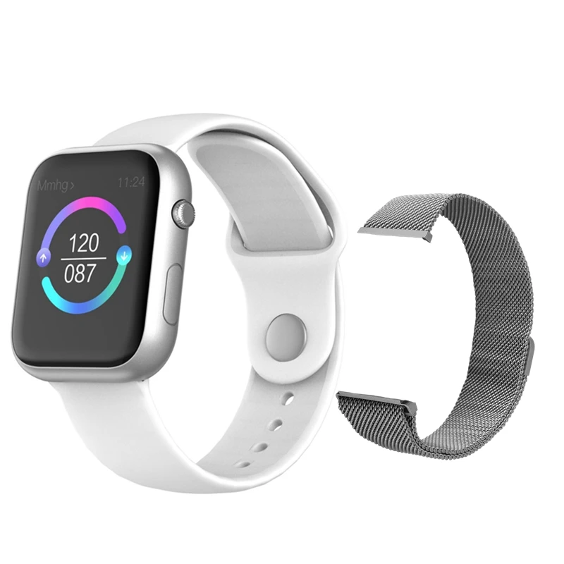 Умные часы серии 4 42 мм монитор сердечного ритма PK iwo 8 9 smartwatch для samsung huawei Xiaomi Apple iphone - Цвет: silver add strap