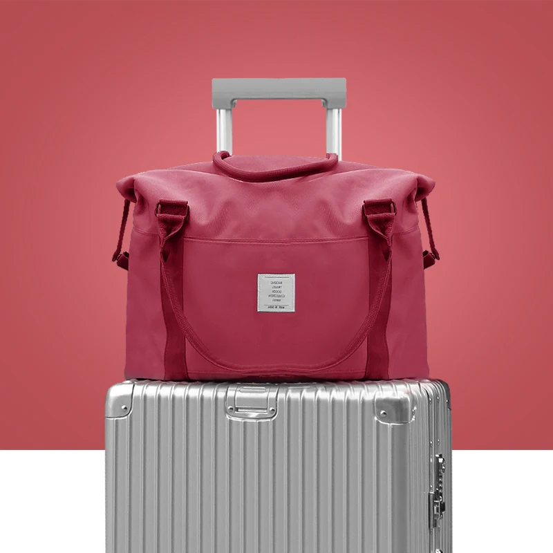 Дорожная сумка, Холщовая Сумка, сумка для багажа, сумка на плечо для отдыха, Женская Большая вместительная сумка для хранения багажа, мужская сумка - Цвет: Красный
