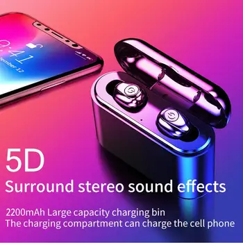 

Bluetooth Earphones Mini Earbuds Stereo Noise Cancelling TWS Wireless Headset with Storage Case Charging Box Work as Power Bank