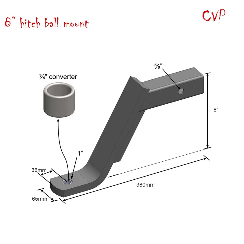 CVP Towbar Tongue Ball Mount Hitch Heavy Duty Trailer Towball Hitch Mounting 8" RV Parts Camper Accessories Caravan Components
