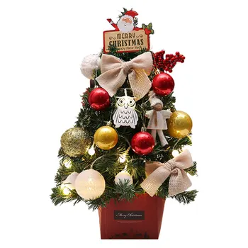 

1 Set Glowing Xmas Tree Kit Handmade Mini Xmas Tree Decors (Without Battery)