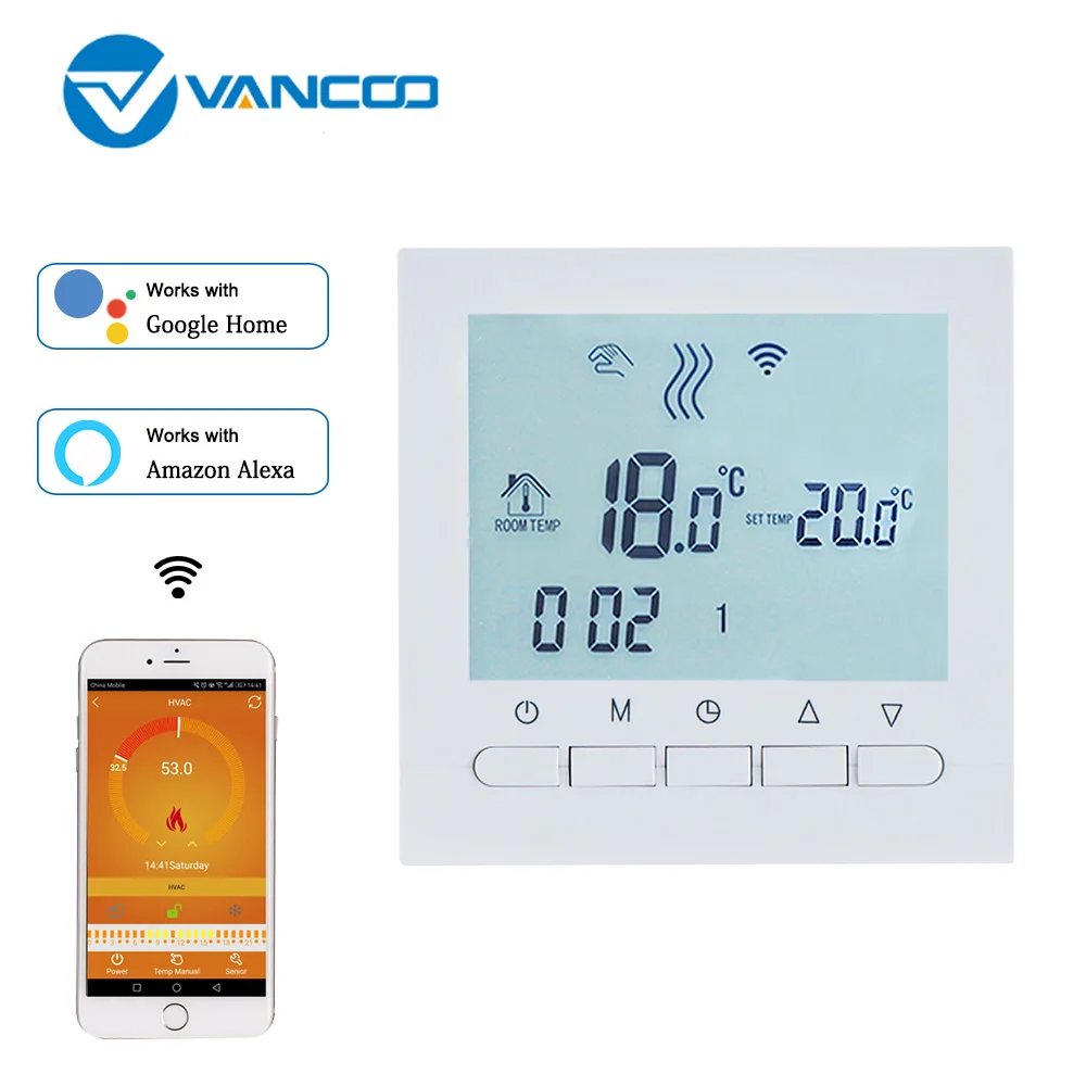 

Vancoo Wifi Thermostat Gas Boiler Heating Temperature Controller Regulator for Boiler or Actuator Work with Alexa Google Home