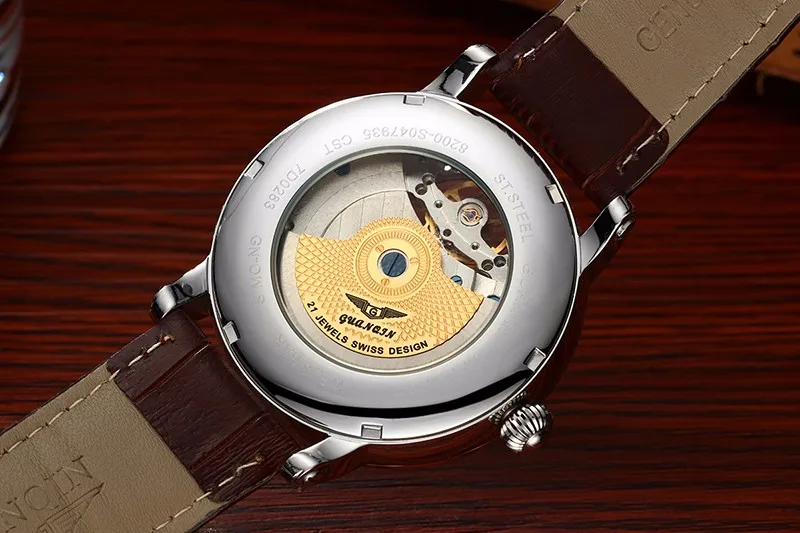 GUANQIN, мужские часы, Лидирующий бренд, роскошные Tourbillon, автоматические механические часы, мужские водонепроницаемые наручные часы с скелетом, Relogio Masculino