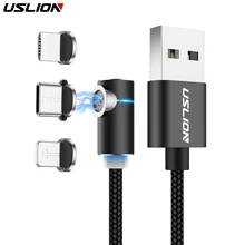 Магнитный кабель USLION 3A Micro usb type C адаптер для быстрой зарядки Micro type-C магнитное зарядное устройство для iPhone 7 samsung S10 Plus xiaomi