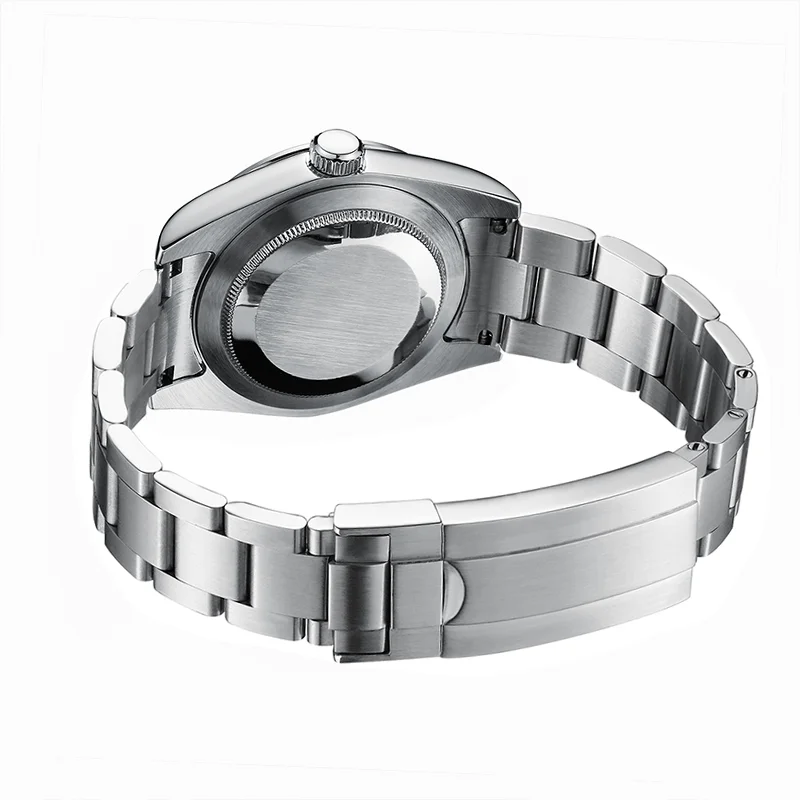 NEW 39mm Automatic Mechanical Luxury Watch Explore Black Dial 100M Water Resistant Brushed Bracelet