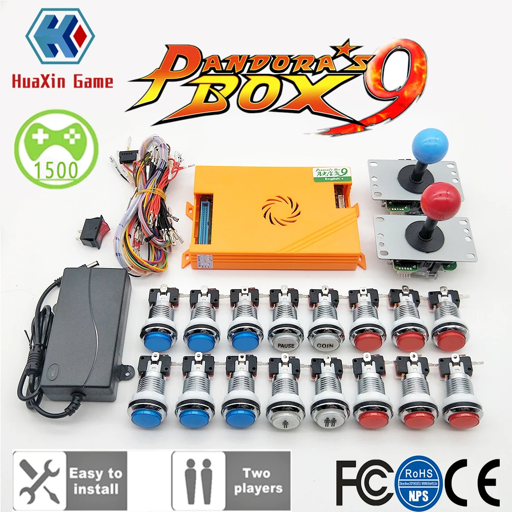  2 Player Original Pandora Box 9 Kit Copy SANWA JoystickChrome LED Push Button for DIY Arcade Machin - 4000287665702