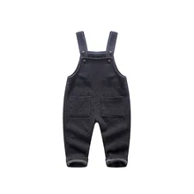 Весенне-осенние вязаные однотонные мужские штаны на подтяжках в Корейском стиле для девочек детские штаны на подтяжках из чистого хлопка