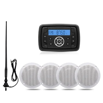

Marine Bluetooth Stereo Radio Audio Receiver Sound System Car MP3 Player+FM AM Antenna+2Pair 4 inch Waterproof Marine Speakers