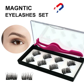 

8pcs/set Magnetic Eyelashes 2 Magnets Magnetic False Eyelashes Eye End Extended No Glue Magnetic False Eyelashes with Gift Box