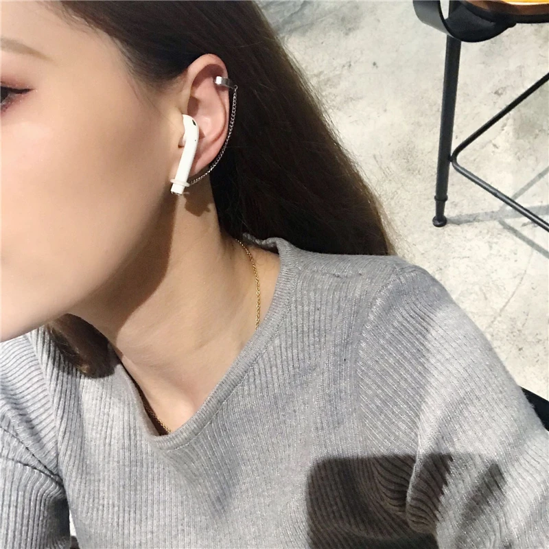 Серьги из нержавеющей стали с длинной цепочкой для женщин, серьги с клипсами для ушей, мужские серьги с защитой от потери, для наушников, без пирсинга, aretes K5
