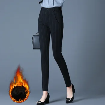 

Women pants winter Solid color Plus velvet Thicken Keep warm High waist Pencil pants casual pants Woman 2411