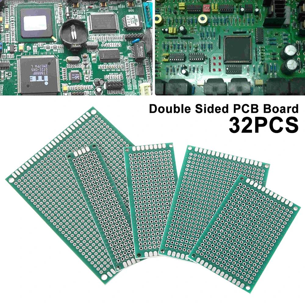 

32pcs/lot 3X7 5X7 4X6 2x8 7X9cm Double Side Prototype Diy Universal Printed Circuit PCB Board Protoboard Matrix Circuit Board