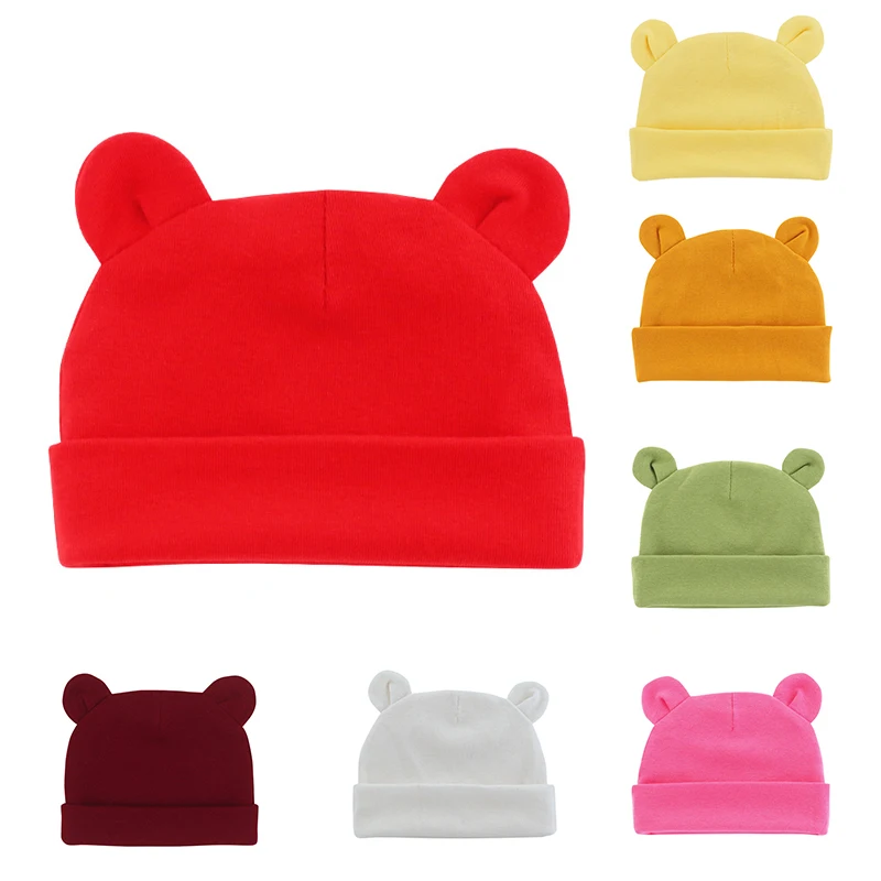 Cute Baby Hat Newborn Beanie Cotton Soft Elastic Baby Cap for Girls Boy Hats Newborn Photography Props Infant Bonnet Accessories shake baby's hand