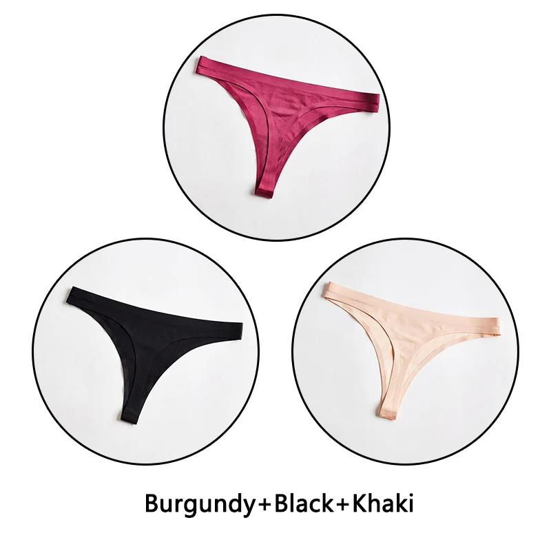 Burgundy Black Khaki 3 шт. в партии кружевные трусики с открытой промежностью Бесшовные прозрачные трусики с низкой посадкой ультратонкое нижнее белье сплошной цвет T-Back нижнее белье плюс размер нижнее белье - Цвет: Burgundy Black Khaki