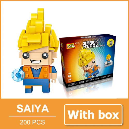 LOZ Dragon Ball Super Saiyan Son Goku, экшн-фигурка, игрушка, Dragon Ball Z, кирпичная голова, мини-строительные блоки, 200 шт., для детей 6+ лет - Цвет: LOZ Saiyan with box