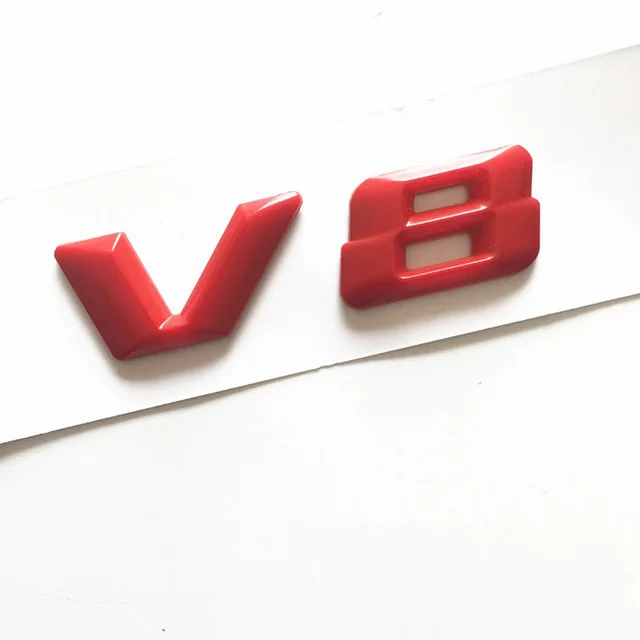 V8 matte red Автомобильный Стайлинг, переоборудование, наклейка, черный, красный, хром, 3D, острый шрифт, буквы V8 V12, эмблема, значок для Mercedes Benz AMG, крыло, боковой логотип - Цвет: V8 matte red