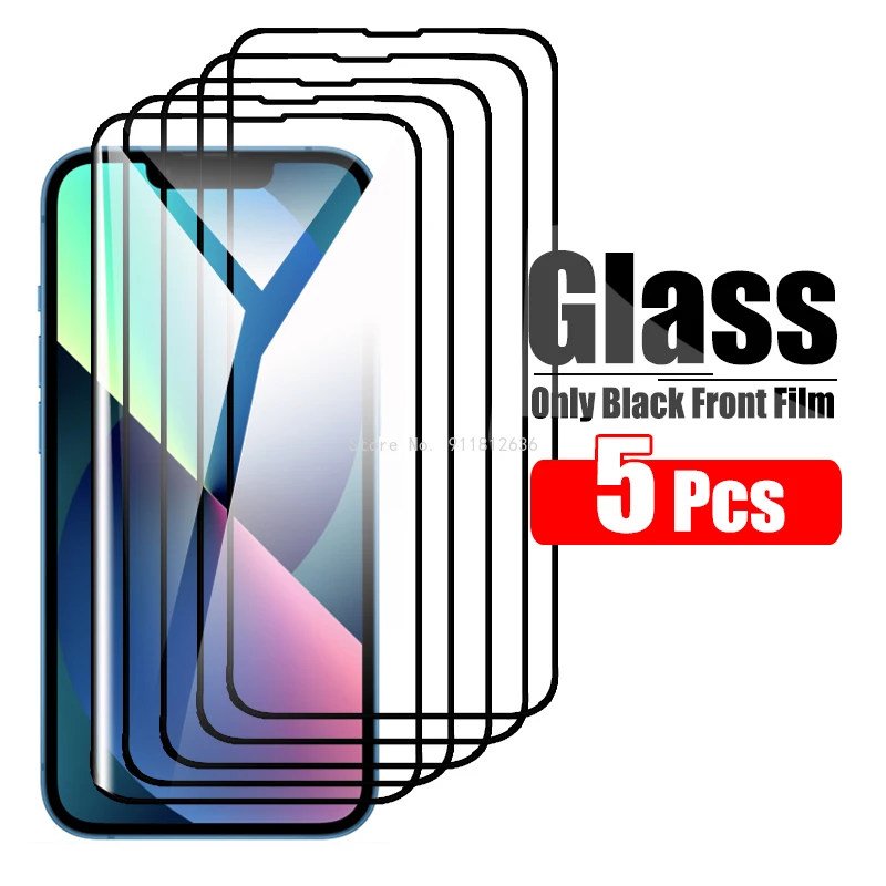 5PcsScreenProtectiveGlassForiPhone111213ProMaxMiniTempered