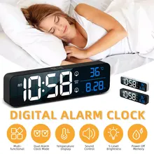 

LED Digital Alarm Clocks Display For Bedrooms Bedside With Snooze Digital Clock For Heavy Sleepers Dual Clock With USB Charger