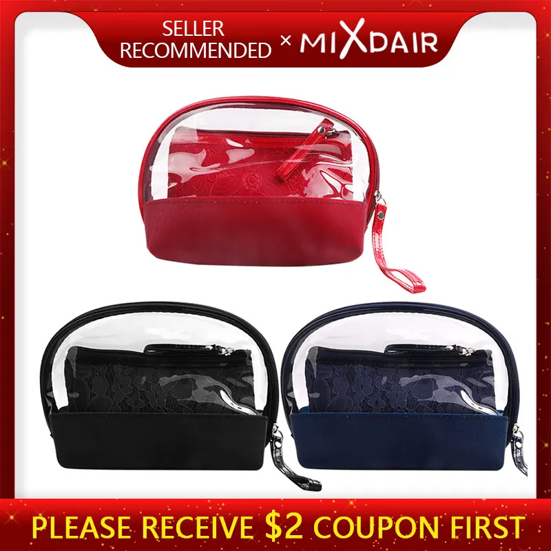 

MIXDAIR Transparent Makeup Bag Ladies Cosmetic Beauty Handbag Tool Travel Daily Woman Makeup Toiletry Fahion
