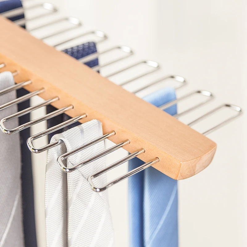 Tie Belt Scarf Hanger 20 Chrome Bars Hanging Rack Holder Storage Organiser Wood