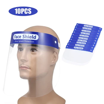 

10Pcs/Set Full Face Mask Anti-droplets Anti-fog Mask Dust-proof Face Shield Protective Cover Transparent Face Eyes Protector