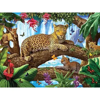 

Gatyztory Cartoon Leopard DIY Painting By Numbers HandPainted Oil Painting Canvas Colouring Home Decor Gift