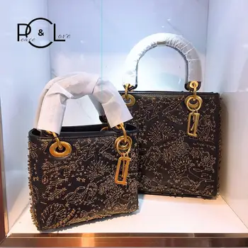 

Women Bag 2020 Genuine Leather Hand Embroidery Bead Fashion Designer Luxury New Handbags Crossbody Messenger Shoulder Bags
