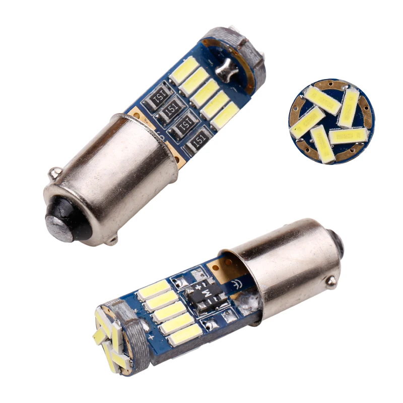 1 шт. CANBUS BA9S светодиодный T4W T2W T3W 4014 15SMD автомобильные наклейки на боковую часть Клин посылка укрыты внутренной сводной светильник сигнальный светильник лампочка DC12V белый 6000K