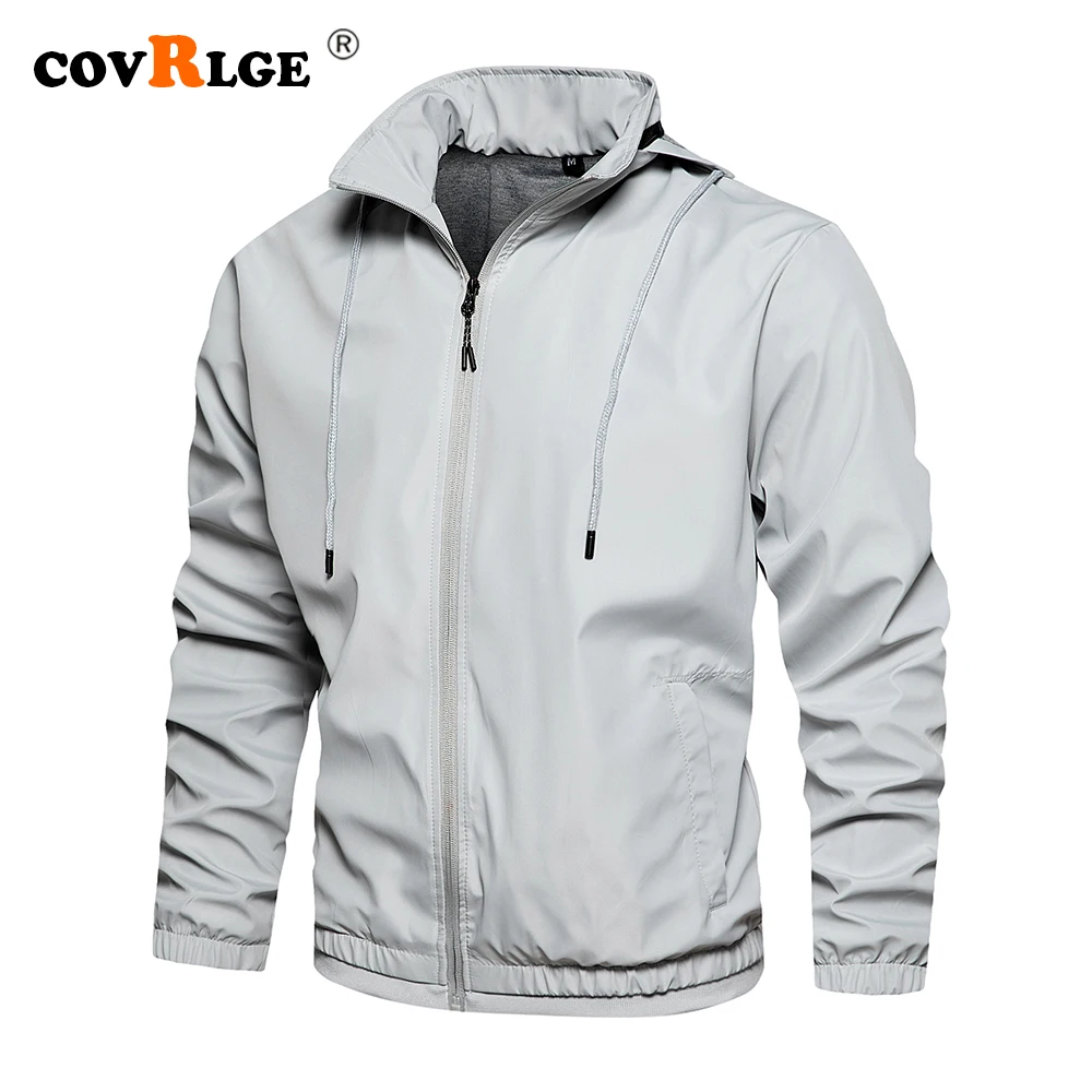 

Covrlge New Style Personality Hat Men Jacket Spring Autumn Casual Solid Color Versatile Thin Men Hoodie Coat Streetwear MWJ218