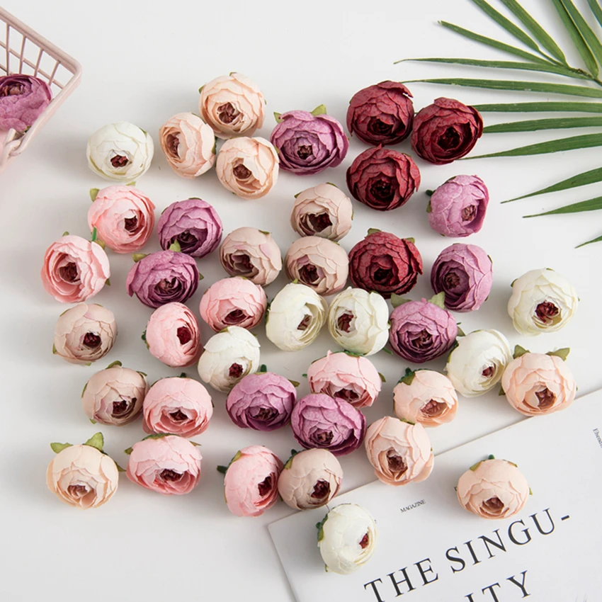 10/100PCS Silk Tea Roses Bud Artificial Flowers Diy Gifts Candy Box Christmas Decorations Home Garden Wedding Holiday Supplies