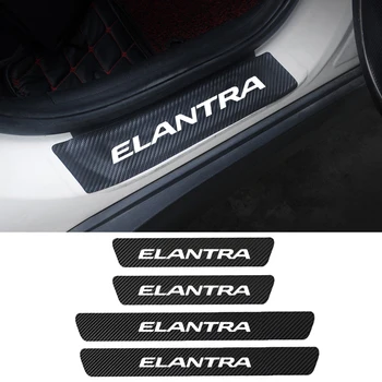 

4pcs PU Carbon fiber Door Sill Scuff Plate Guards Protector Stickers For Hyundai Elantra MD AD 2010-2016 2018 2019 Accessories
