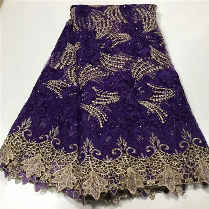 Latest African Lace Fabric 2021 High Quality Swiss Cotton Voile Lace Embroidered Hole Lace 2.5+2.5 Yards Material For Party Dress Sewing