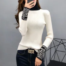 

Plush Padded Knit Bottoming Sweater Temperament Women's Half-high Collar Letter Sweater 2021 Autumn Winter New Fashion Clothing