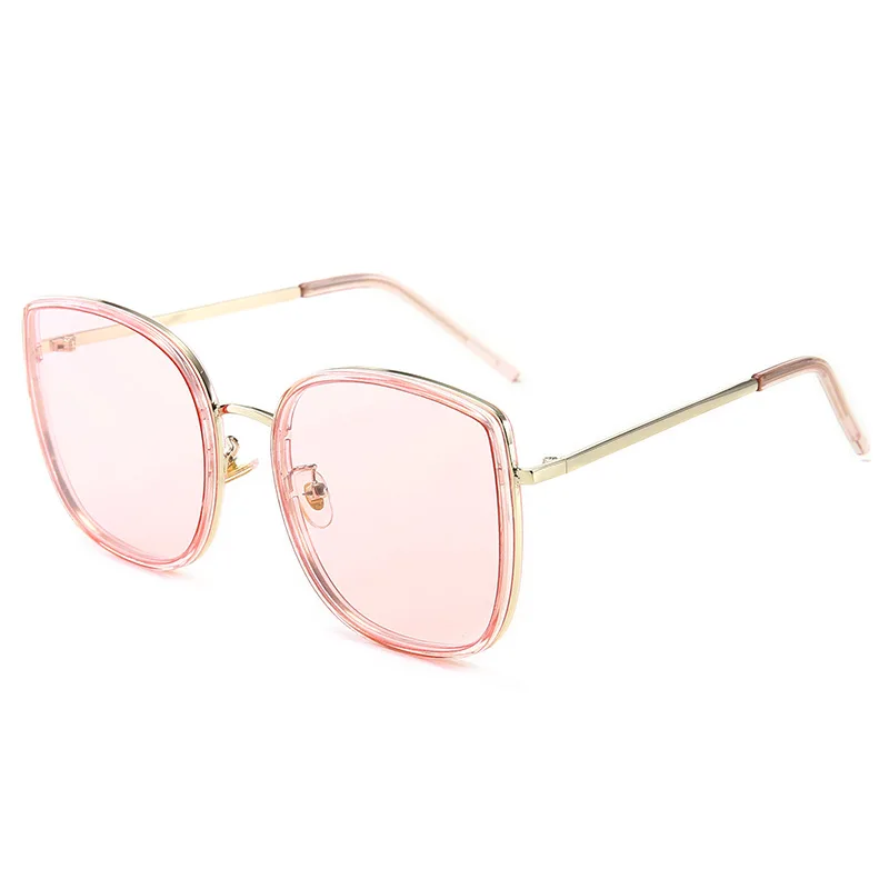 Роскошные брендовые дизайнерские солнцезащитные очки кошачий глаз женские Ретро Металлические очки с отражающими стеклами женское зеркало Ретро Oculos De Sol Gafas - Цвет линз: Pink